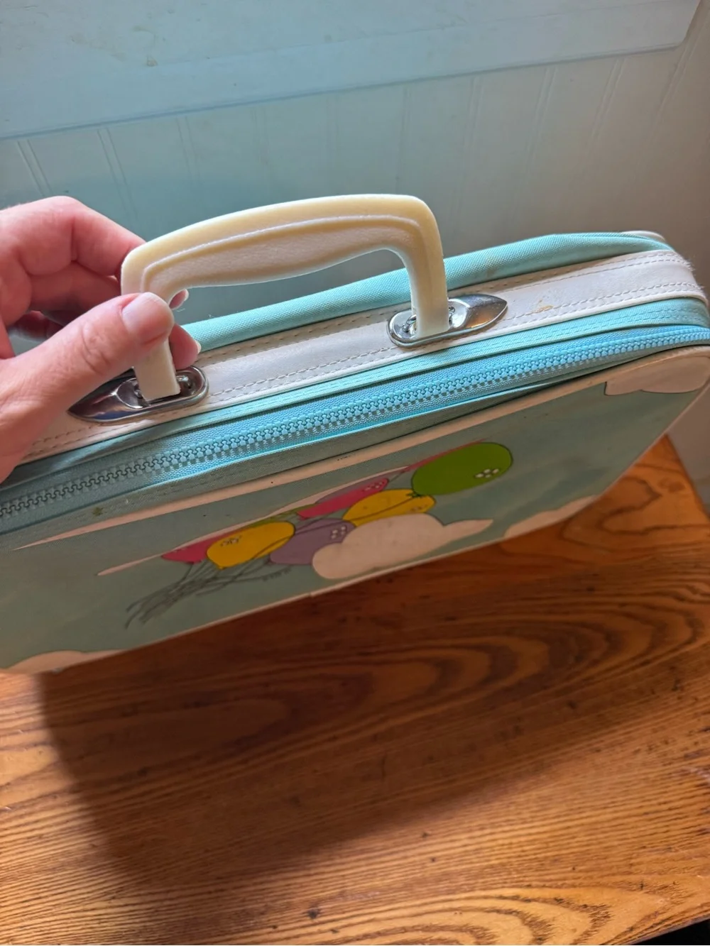 Vintage Teal Balloon Suitcase